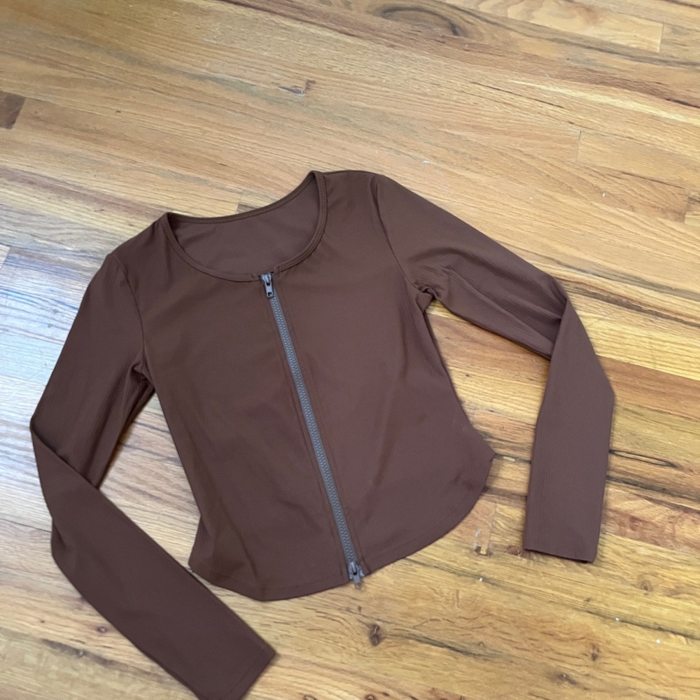 Halara Brown Zippered Women's Top